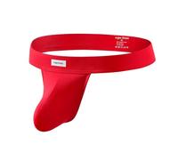 Mauro Kane Men's Jockstraps Athletic Supporter Bamboo Thong Underwear Dual Pouch Jock Strap without Leg Strap Red-L