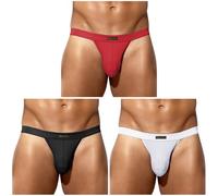 Mauro Kane Mens Sexy Briefs Soft Lightweight Low Rise Underwear Pouch Comfortable Bikini Underpants 3 Pack,(Black/Red/White)-M