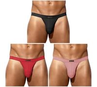 Mauro Kane Mens Sexy Briefs Soft Lightweight Low Rise Underwear Pouch Comfortable Bikini Underpants 3 Pack,(Black/Red/Purple)-L