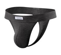 Mauro Kane Mens Sexy Thong Bamboo Underwear Low Rise G-Strings Bikini Breathable Pouch Tagless Underpants, Dark Grey-XXL