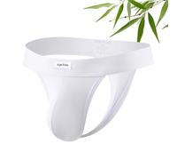 Mauro Kane Mens Sexy Thongs Bamboo G-String Underwear Low Rise Pouch Seamless Athletic Supporters Underpants, White-M