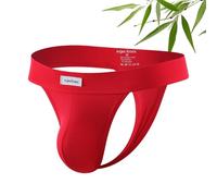 Mauro Kane Mens Sexy Thongs Bamboo G-String Underwear Low Rise Pouch Seamless Athletic Supporters Underpants, Red-S