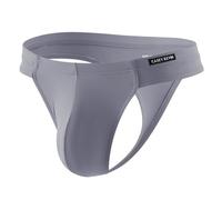Mauro Kane Men's Sexy Thongs Ice Silk G-String Underwear Low Rise Bulge Pouch Seamless Tagless T-Back Underpants,Gray-L