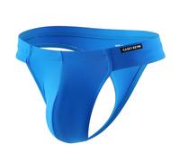 Mauro Kane Men's Sexy Thongs Ice Silk G-String Underwear Low Rise Bulge Pouch Seamless Tagless T-Back Underpants,Blue-S