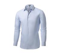 Mauro Kane Mens Shirts Long Sleeve Hidden Button Regular Fit Dress Shirt for Men Business Casual Wedding Work, Light Blue-XL