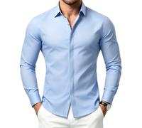 Mauro Kane Mens Shirts Long Sleeve Hidden Button Regular Fit Dress Shirt | Stretch Formal Business Shirts, Solid Slim Fit Casual, Button Down Shirt, for Wedding, Work, Party, Office