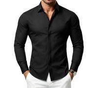 Mauro Kane Mens Shirts Long Sleeve Hidden Button Regular Fit Dress Shirt | Stretch Formal Business Shirts, Solid Slim Fit Casual, Button Down Shirt, for Wedding, Work, Party, Office