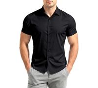 Mauro Kane Mens Shirts Short Sleeve Bamboo Viscose Button Down Casual Shirt | Wrinkle Free, Regular Fit, Stretch, Non-Iron, Soft, Breathable, Summer,Perfect for Business Office Wedding