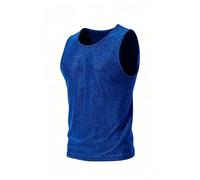 Mauro Kane Men's Sparkly Sequins Vests Shiny Disco Tank Tops Glitter Sleeveless Gold Shirts Rave Party Nightclub Sexy Metallic Tops,Blue-S