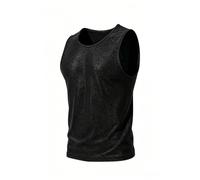 Mauro Kane Men's Sparkly Sequins Vests Shiny Disco Tank Tops Glitter Sleeveless Gold Shirts Rave Party Nightclub Sexy Metallic Tops,Black-S