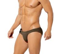 Mauro Kane Mens Swim Briefs Bikini Low Waist Swimwear Quick Dry Bathing Suit Solid Sexy Swimsuits with Drawstring,Army Green,Large