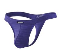 Mauro Kane Men's Thong Sexy Underwear G-String Low Rise Letter Print See Through Bulge Pouch Pants Blue M