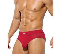 Mauro Kane Men's Underwear Briefs Mesh Sexy Underwear Low Rise Underpants Anti Chafing Ice Silk Briefs,Red-XL