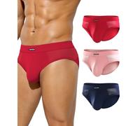 Mauro Kane Men's Underwear Briefs Mesh Sexy Underwear Low Rise Underpants Anti Chafing Ice Silk Briefs Multipack 3 Pack XL