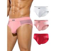Mauro Kane Men's Underwear Ice Silk Briefs Mesh Sexy Underwear Low Rise Underpants Multipack 3 Pack L