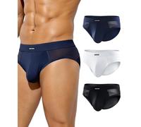 Mauro Kane Men's Underwear Ice Silk Briefs Mesh Sexy Underwear Low Rise Underpants Multipack 3 Pack M