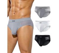 Mauro Kane Men's Underwear Ice Silk Briefs Mesh Sexy Underwear Low Rise Underpants Multipack 3 Pack S