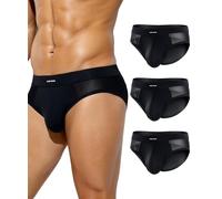 Mauro Kane Men's Underwear Ice Silk Briefs Mesh Sexy Underwear Low Rise Underpants Multipack 3 Pack XL