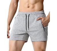 Mauro Kane Short Sports Trousers Men's Shorts 3 Inch Training Trousers Men's Running Shorts Sports Trousers with Zip Pockets, gray, XXL