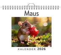 Maus: Wandkalender 2026, Kalender DIN A4 quer, Monatskalender im Querformat mit Kalendarium, das perfekte Geschenk