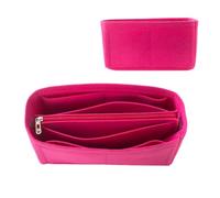 Mausouca Felt Purse Organizer with Zipped, Bag Organiser Insert for Women,Perfect for carrycall Neverfull Tote (Deep pink, large)