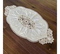 Mausouca Retro French Oval Doilies, Elegant velvet placemats Vase mats Embroidery Dresser Scarf, 55 x 35 cm (champagne)