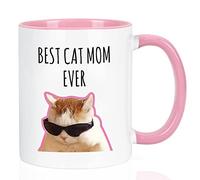 Maustic Best Cat Mom Ever Mug - Funny Gifts for Women, Mothers Day Christmas Birthday Present, Cat Lover Novelty Coffee Mug 11 Oz