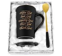 Maustic Christian Gifts for Women Men, Religious Gifts, Happy Moments Praise God Coffee Mug, Spiritual Inspirational Gift for Women Men, Birthday Christmas Gift for Friends Family, 14 Oz