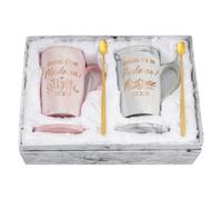 Maustic Godparents Proposal Gift, Quieres Ser Mi Padrino Madrina Est 2025 Mugs Set, Padrinos De Bautizo Propuesta Gifts, Madrina Proposal Gift, 14 Oz Pink & Gray