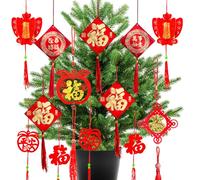 Mauts Chinese New Year Decorations Ornaments Chinese Knot Pendant Red Hanging Ornaments,Lucky Fu Pendants for New Year Home tree Car ornaments