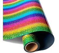 Mauts Heat Transfer Vinyl Roll, Rainbow Heat Transfer Paper, Permanent Adhesive HTV Iron On Vinyl, Backed Vinyl Roll for DIY T-Shirts, Hat, Clothing, Birthdays, Silhouette Cameo,12IN x 5FT