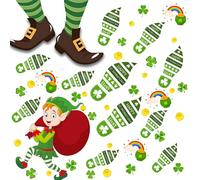 Mauts St Patricks Day Decorations Footprints Floor Stickers Decor 6 Sheets Lucky Rainbow Self-Adhesive Shamrock Gold Coin Decals clings Party Supplies for School Home Decorations
