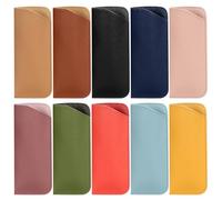 mauuuba 10 Pcs Soft Glasses Case for Women Men, Soft Sunglasses Case Pouch, PU Leather Soft Sunglasses Pouch, Portable Eyeglasses Case Soft Storage Pouch Bag, Spectacle Cases, 10 Colors