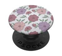 Mauve Dusty Rose Floral Repeat Soft Blossom Botanical Design PopSockets Adhesive PopGrip