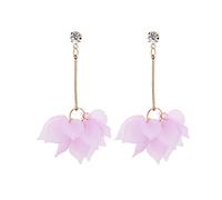 Mauve Earrings 1 Pair Gold Tropical Flower Acrylic Flower Drop Dangle Elegant Bohemian Boho Cute Earring Set Pack Aesthetic Jewelry Kawaii Plastic Colorful Double Chain Earrings