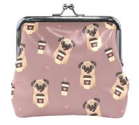 mauve leather wallet for women cute colorful kiss clasp money change girls cute pugs mauve UNITALLA Cute Pugs Mauve UNITALLA Classic, Cute Pugs Mauve, UNITALLA, Classic