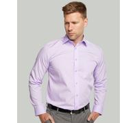 Double TWO Men's Long Sleeve Plain Formal Shirt Non Iron Classic Fit Business Dress Shirt - Mauve, 19in Collar