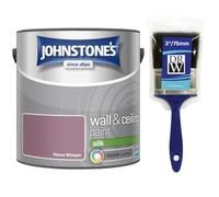 Mauve Whisper Johnstone’s Wall & Ceiling Matt Paint 2.5L + 3" Fence Paint Brush - Smooth Matt Finish, Excellent Coverage, Quick Dry, Low Odour Interior Paint for Walls & Ceilings