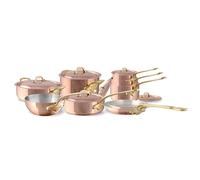 Mauviel M'150 B 1.5mm Polished Copper & Stainless Steel 16-Piece Cookware Set with Brass Handles, Made in France