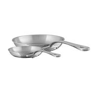 Mauviel M'Cook 5-Ply Polished Stainless Steel 2-Piece Frying Pan Set With Cast Stainless Steel Handles, Made In France