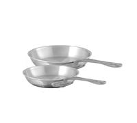 Mauviel M'Cook SB 5-Ply Polished Stainless Steel 2-Piece Frying Pan Set With Brushed Cast Stainless Steel Handles, Made In France