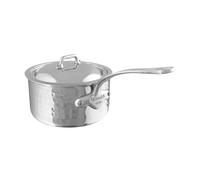 Mauviel M'ELITE Hammered 5-Ply Sauce Pan With Curved Lid, Cast Stainless Steel Handles, 1.8-Qt, Made In France