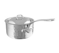 Mauviel M'ELITE Hammered 5-Ply Sauce Pan With Curved Lid, Cast Stainless Steel Handles, 2.6-Qt, Made In France