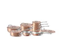 Mauviel M'Heritage 150 S 1.5mm Polished Copper & Stainless Steel 16-Piece Cookware Set With Cast Stainless Steel Handles, Made In France