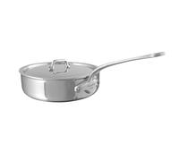 Mauviel M'Urban 4 Tri-Ply Polished Stainless Steel Saute Pan With Lid and Cast Stainless Steel Handle, 3.2-Qt, Made In France