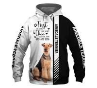MAUXpIAO Hoodies Jackets T-Shirt Cardigan Thin 3D Airedale Terrier Printing Pullover Men Women Polyester Casual Sweatshirt /A2/L