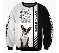 MAUXpIAO Hoodies Jackets T-Shirt Cardigan Thin 3D Boston Terrier Printing Pullover Men & Women Casual Polyester Sweatshirt Soft Material/a3/XL