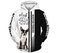 MAUXpIAO Hoodies Jackets T-Shirt Cardigan Thin 3D Boston Terrier Printing Pullover Men Women Polyester Casual Sweatshirt Soft Material/A1/XL