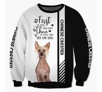 MAUXpIAO Hoodies Jackets T-Shirt Cardigan Thin 3D Chinese Crested Printing Pullover Men Women Polyester Casual Sweatshirt Fashion/a3/M