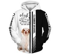MAUXpIAO Hoodies Jackets T-Shirt Cardigan Thin 3D Clumber Spaniel Printing Pullover Men Women Polyester Casual Sweatshirt Fashion/A1/XXL